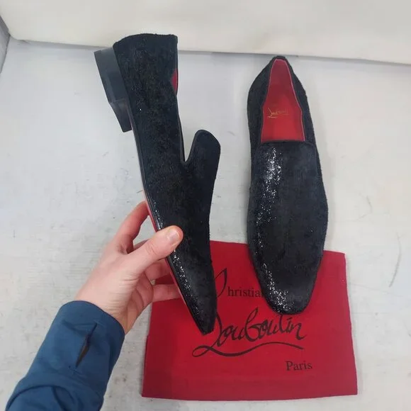 Christian Louboutin Black Dandy Chick Velvet Lame Loafer Christian Louboutin Loafers Men main image 4